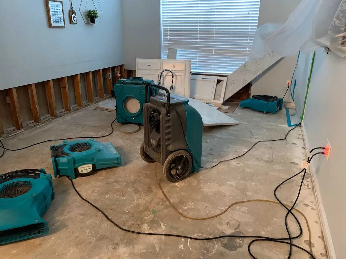 Dehumidifier in flood-cut room for Water Damage Restoration in Bermuda Dunes
